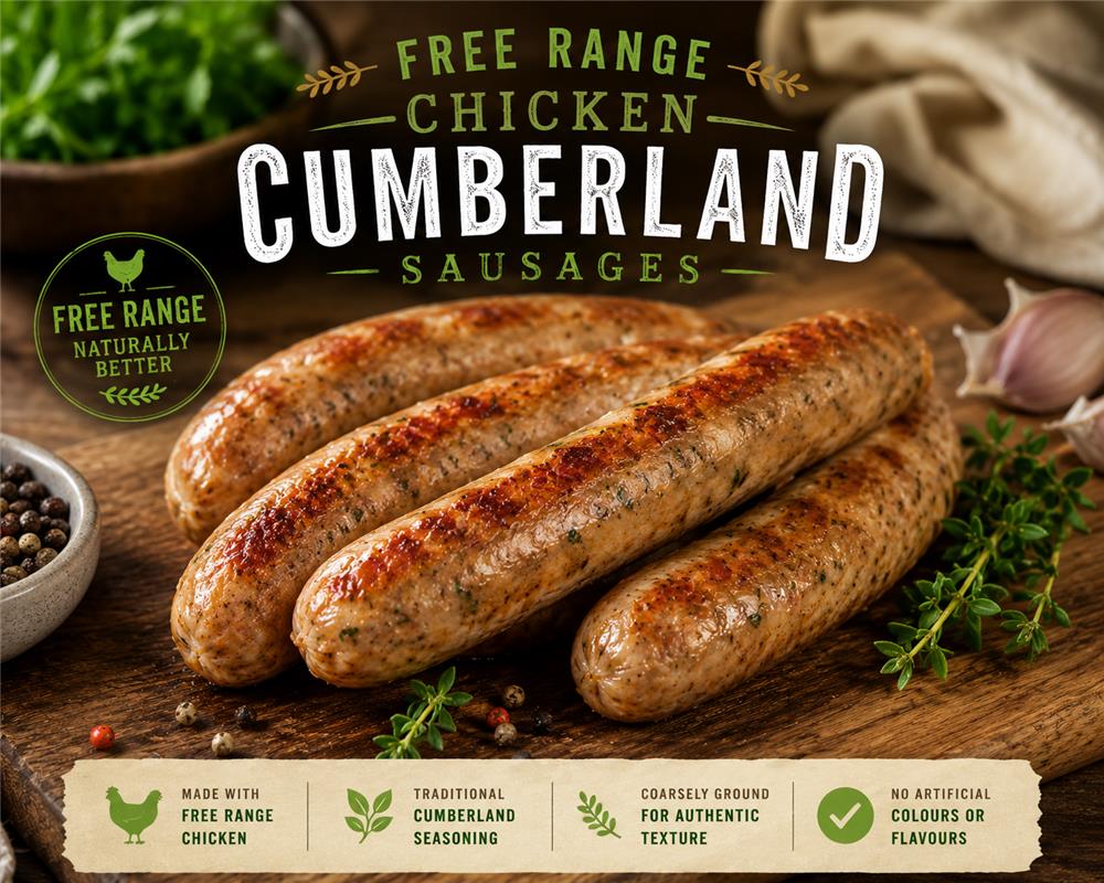 HMC Free Range Cumberland Chicken Sausage Gluten Free 450G